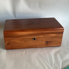 Lane Brown Wood Grain Rectangular Jewelry Keepsake Box Chest With Lid picture