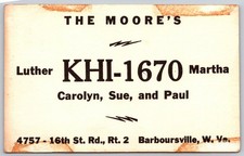CB Radio QSL Card KHI-1670 The Moores Barboursville West Virginia  C29 picture