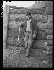 Flathead Valley Montana Mr Bailey FSA Borrower 1942 Farm Worker with Pitchfork picture