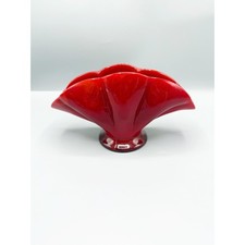 Fenton mandarin red scalloped fan vase 1920's-1930's rare htf slag glass glows picture