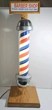 Vintage William Marvy Barber Pole Electric Light Model 405 Custom Wood Stand  picture