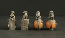 Vintage Chinese Foo Dog Seals Chops Carnelian Stone Dragon Guardian Lion Lot 4  picture