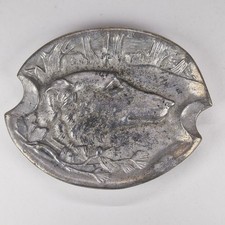 Vintage Soviet Metal Cigarette Ashtray Hunting Dog Borzoi Sighthound USSR Russia picture