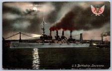 K35/ U.S. Navy Ship Postcard c1910 Battleship Louisiana Night 472 picture