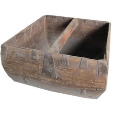 Antique-look Wooden Decorative Box Brown Round Rice Measurer 10x13x13  | gift picture