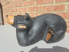 Big Sky Carvers Jeff Fleming Carved Wood Bear Head in Paws 13