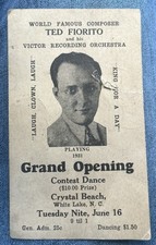 1931 Crystal Beach White Lake NC Grand Opening Ted Fiorito Advertising Postcard picture