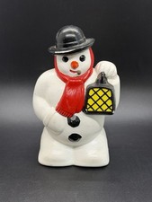 Vintage 1950's Paramount Cigar Smoking Hard Plastic Light-Up Snowman w/Lantern picture