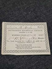1848 Methodist Episcopal Church Quarterly Membership Ticket B. Slaughter Antique picture