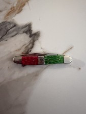 2013 Case XX USA Christmas Candy Cane Red Green Bone Muskrat SS Pocket Knife  picture