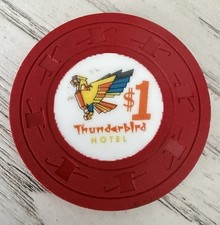 Thunderbird Hotel $1 Casino Chip - Joe Wells Obsolete 1960s Rare Las Vegas picture