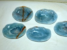5 pcs lot Aquatine Lemurian Blue Calcite carved plate dish bowl from Argentina picture