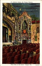 Interior Scene Tampa Theatre Tampa Florida Linen Postcard Unused picture