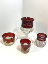 Antique Ruby Flash Souvenir Glass 1900s lot of 4 picture