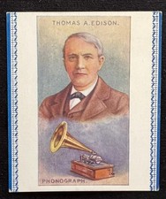 1929 SPINET THOMAS EDISON TOBACCO CARD ALT VERSION picture