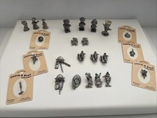Lot of 24 Pewter Mixed Miniature Figurines, Charms, Magnets, Pins picture