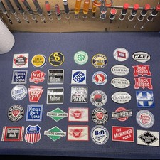 1950s VINTAGE RAILROAD TIN METAL MINIATURE SIGNS LOT OF 37 picture