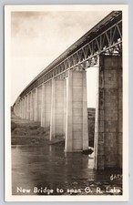 Real Photo Postcard c1940 Oklahoma Sailboat Bridge Over Grand River Lake RPPC picture