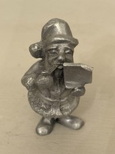 Vintage 1979 Rawcliffe Pewter Santa Figurine w/ Pipe & Naughty List P. Davis picture
