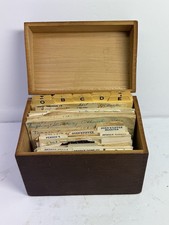 Vintage Handwritten Recipe Card Collection Wooden Box A-Z Dividers Ephemera Lot picture