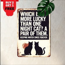 Two Black Cats Silhouette Tin Sign Whimsical Pets House Metal Wall Plaque picture