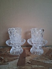 Vintage PartyLite Quilted Crystal Pair Votive Candle Holders P9246 picture