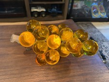 Vintage 1960’s Granoby Lucite Grape Cluster Large Acrylic Yellow Wood Stem picture
