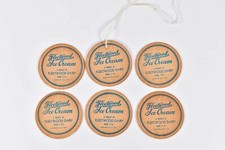 6 Vintage Fleetwood Dairy Ice Cream Wooden Hanging Tag PA Pennsylvania Berks picture