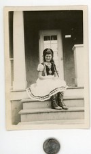 Vintage 1940's photo / Girl Wearing Traditional Cultural COSTUME Dress Hat Boots picture