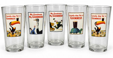 5 Guinness Pint Glasses My Goodness My Guinness Rare Whimsical Comedy Dublin picture