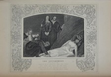 Antique Religious Art The Entombment of Jesus 1860 Engraving Original Christian picture