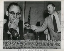 1954 Press Photo John McClellan, Joseph McCarthy at Senate Hearing, Washington picture