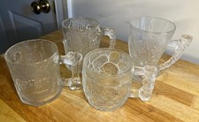 Vintage 1993 McDonald's Flintstones Frosted Glass Mugs - Set of 4 (RocDonald's) picture