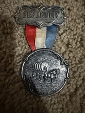 Defender Military Pin Medal Indian Massacre 50th Anniversary 1862 - 1912  picture