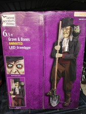 6.5 ft Grave and Bones Animated LED Gravedigger Halloween Prop Animatronic 2023 picture