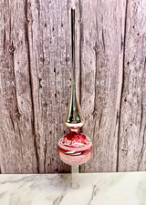 VTG WEST GERMANY HAND BLOWN MERCURY GLASS CHRISTMAS TREE TOPPER 10” PINK SILVER picture