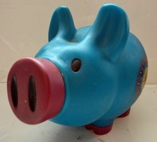 Blue Old Navy Piggy Bank Coin Bank – Collectible Brand Memorabilia Money Saver picture