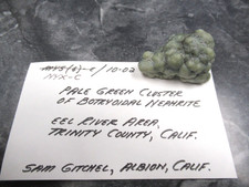 Pale Green Nephrite Cluster Botryoidal Jade Eel River Trinity Co. California picture