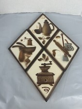 Set of 4 Vintage Lefton Hanging Diamond Wall Plaque Retro Kitchen Decor MCM 6x8 picture