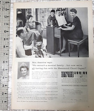 1959 Hammond Chord Organ Vintage Print Ad Music Family Entertainment Mom Dad B&W picture