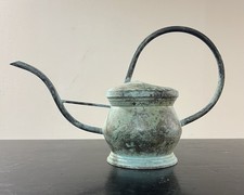 Stunning Vintage MCM Patinated Solid Brass Petite Watering Can picture