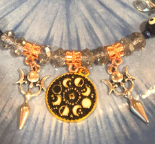 SALE Evil Eye Crescent Goddess Moon Phase Witch Pagan Protection Necklace G24 picture