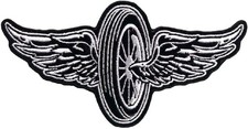 Flying Wheel Embroidered Biker Jacket Vest Back Patch [Iron on or Sew on -11.0 i picture