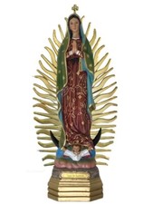 Virgen de Guadalupe Capa Verde Estrellas  Estatua Resina Resin 12 Inches 25437-1 picture