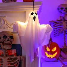 Halloween Glowing White Ghost LED Hanging Decoration Fairy Lights Haunted House picture