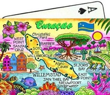 CURACAO NETHERLANDS ANTILLES MAP CARIBBEAN COLLECTIBLE SOUVENIR PLAYING CARDS picture