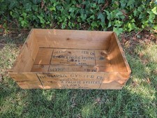 Antique Wood Box OLYMPIA OYSTER Co CLAMS PACIFIC OYSTERS Oyster Bay Washington picture