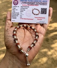 LAB CERTIFIED 925 silver 5 + 8 Mukhi RUDRAKSHA Rudraksh Bracelet adjustable picture
