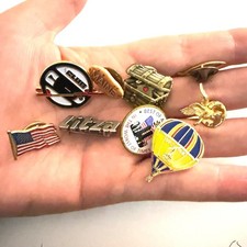 Vintage Lapel Pin Lot 9 Treasure Chest Eagle 911 Memorial Hot Air Balloon Maine picture