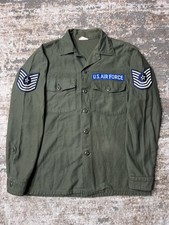Vintage 1975 USAF OG-107 Utility Shirt Master Sergeant E-7 Cotton Sateen 15.5x35 picture